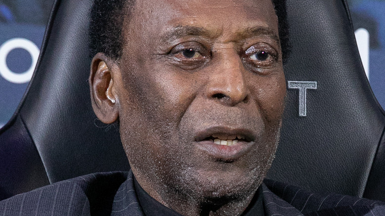 Pele reacts during an interview