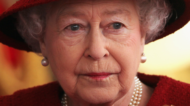 Queen Elizabeth looking sad