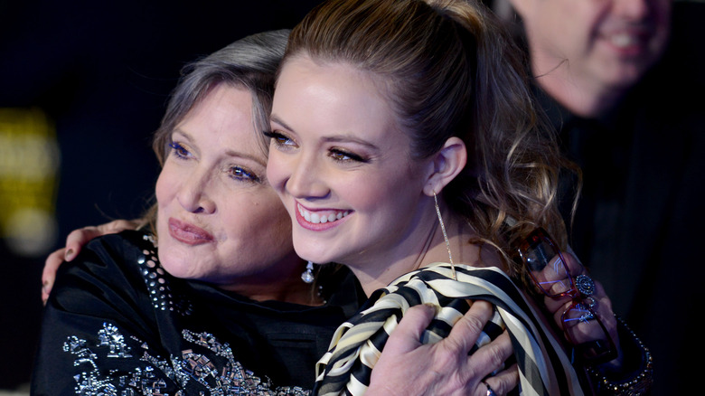 Carrie Fisher and Billie Lourd hugging