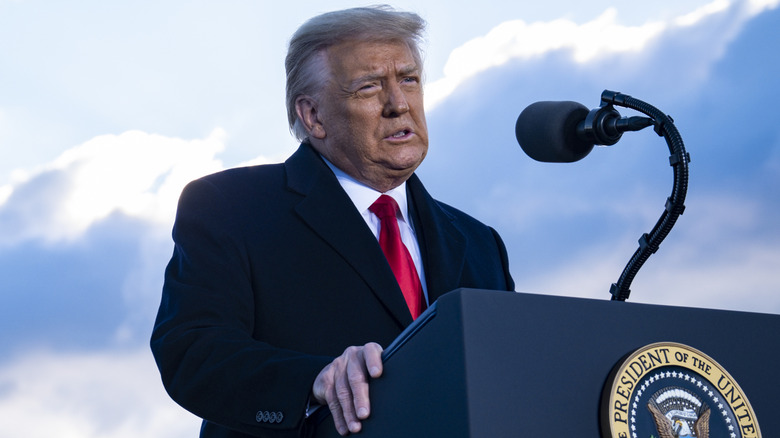 Donald Trump makes his final remarks as president in 2021.