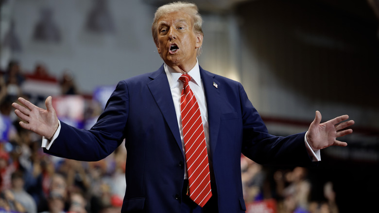 Donald Trump addressing a crowd in North Carolina.