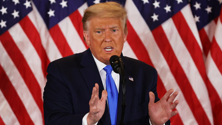 Donald Trump speaking to supporters on election night in 2020.