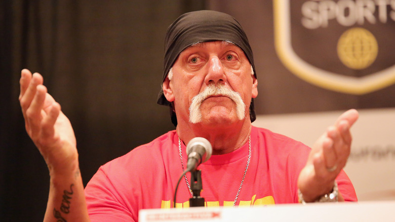 Hulk Hogan extending hands with palms upraised