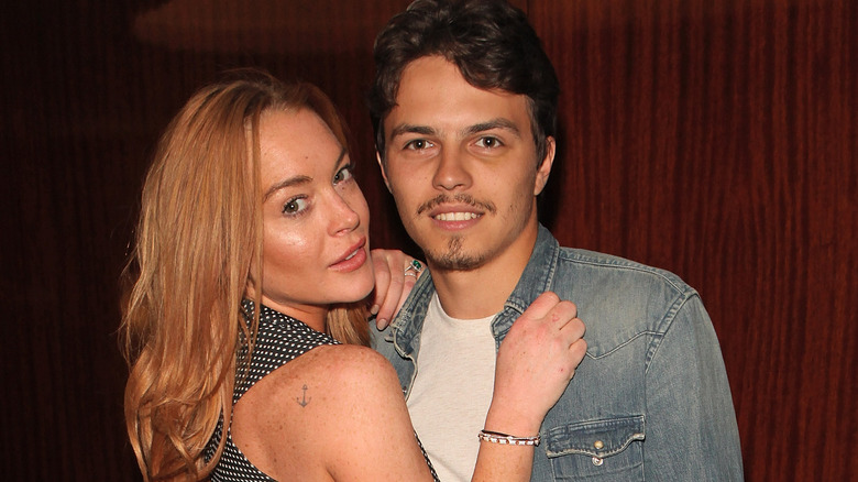 Lindsay Lohan and Egor Tarabasov posing