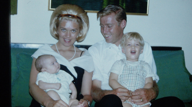 Linda Clapp and Fred Trump Jr. on a couch with children Mary and Fritz