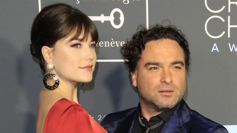 Alaina Meyer and Johnny Galecki posing together