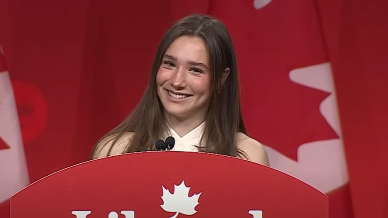 Ella-Grace Trudeau onstage at the 2025 Liberal Party of Canada election