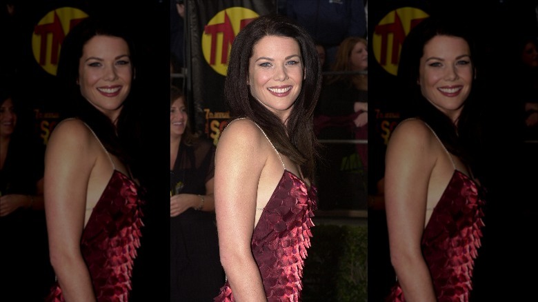 Lauren Graham poses in red dress
