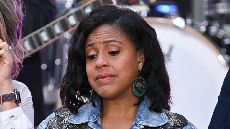Sheinelle Jones on NBC's "Today" show at Rockefeller Plaza in New York City (2023)