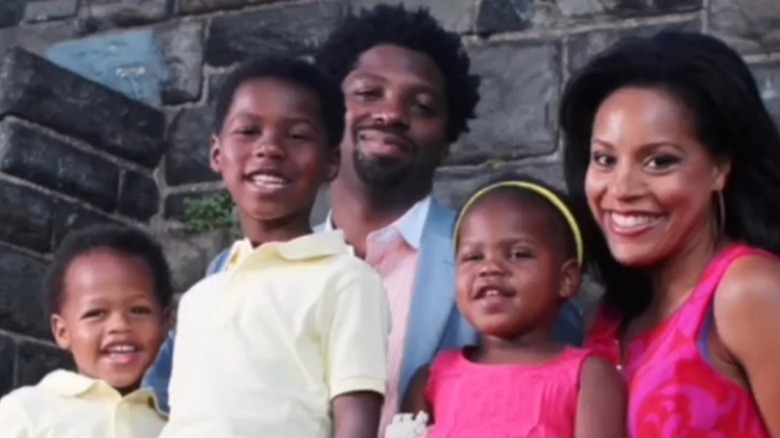 A photo of Sheinelle Jones, husband Uche Ojeh, and their children Kayin, Clara, and Uche