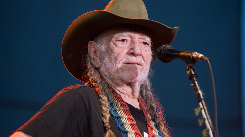 Willie Nelson with microphone