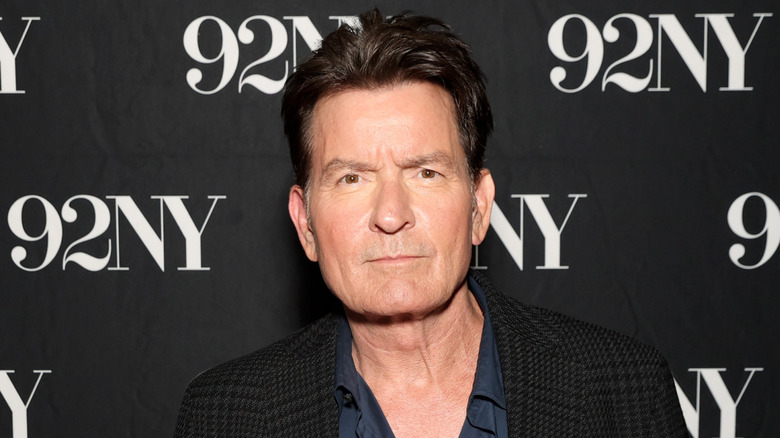 Charlie Sheen attends a conversation for his new book The Book Of Sheen in September 2025