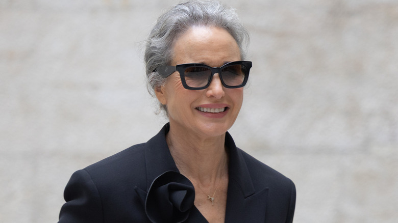 Andie MacDowell wearing sunglasses