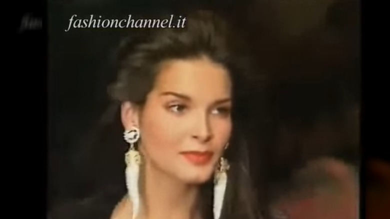 Angie Harmon on the runway for Valentino
