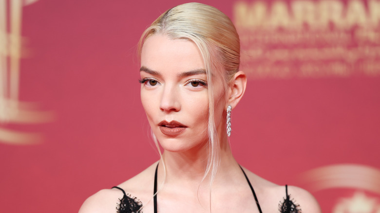 Anya Taylor-Joy wearing black dress