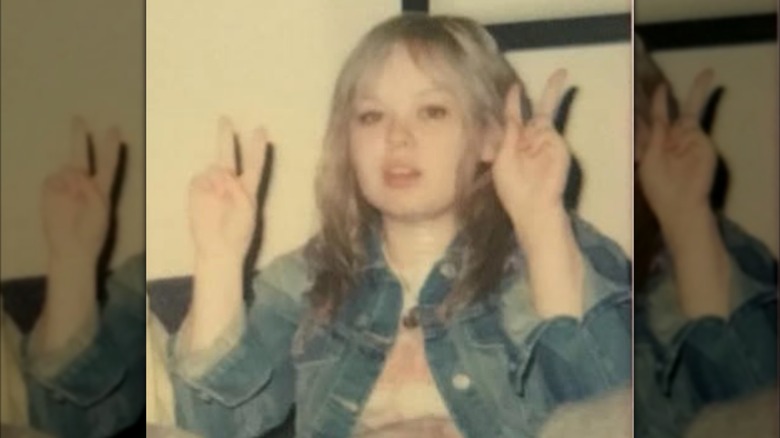 Nicola Coughlan flashing the peace sign