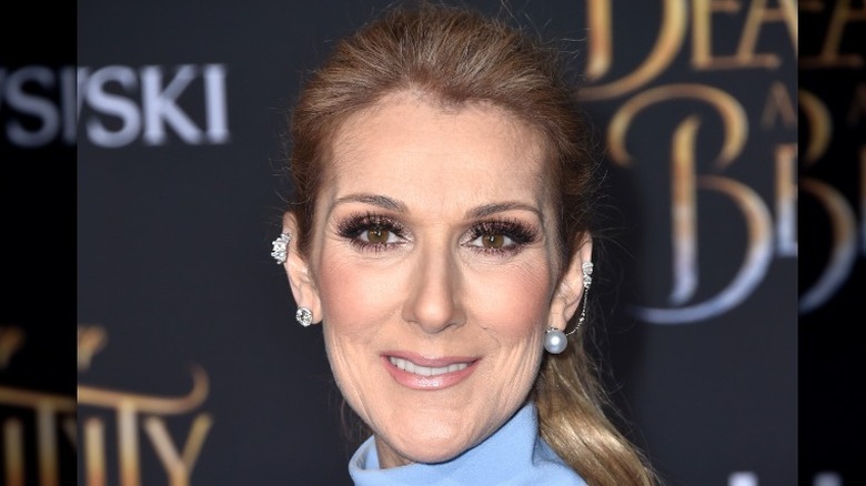 Celine Dion in a blue dress