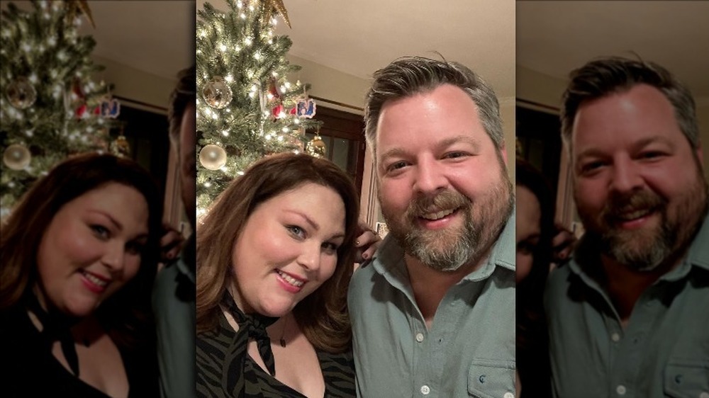 Chrissy Metz and her boyfriend Bradley Collins smiling in a selfie for Instagram
