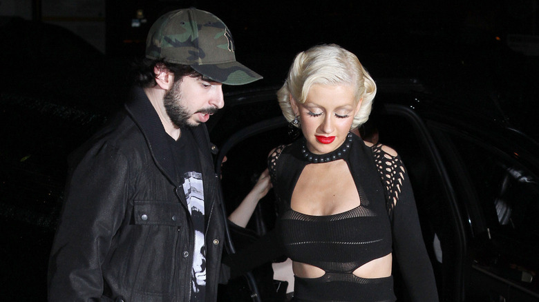 Jordan Bratman and Christina Aguilera attend her "Bionic" album release party on June 9, 2010