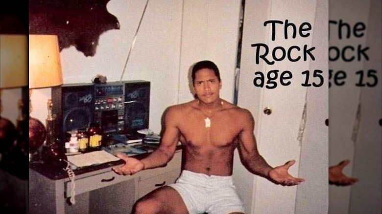 Shirtless Dwayne Johnson at 15