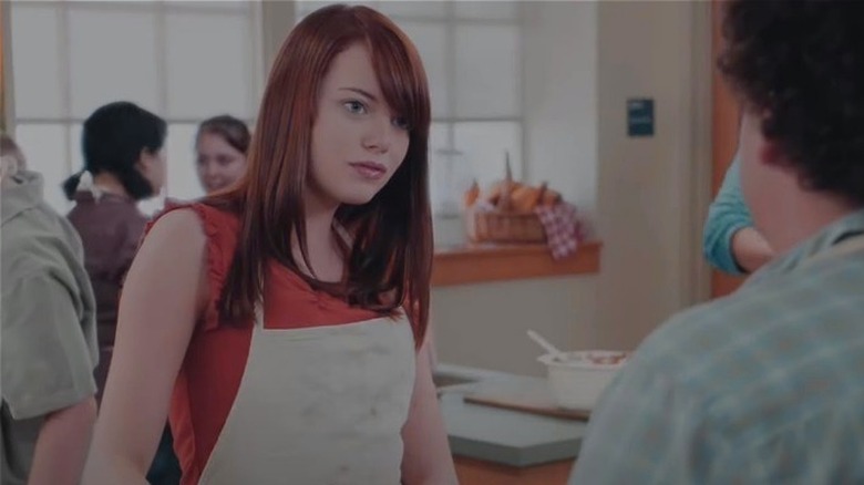Emma Stone wearing apron in 'Superbad'
