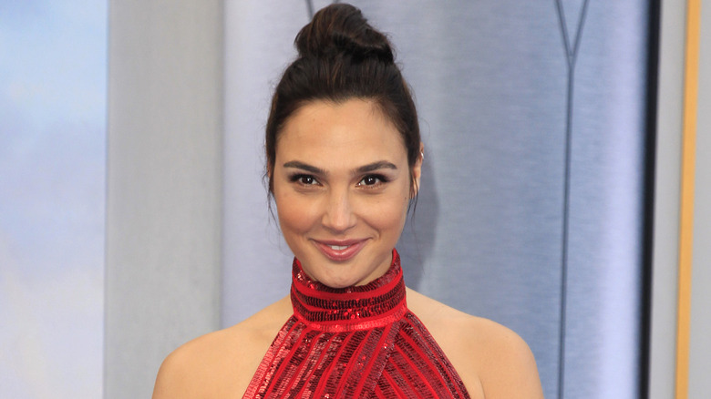 Gal Gadot in a red sequin dress at Wonder Woman premiere