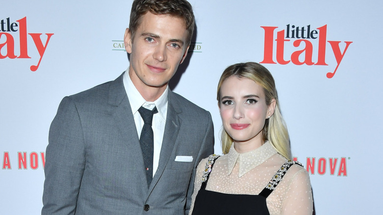 Hayden Christensen and Emma Roberts smiling