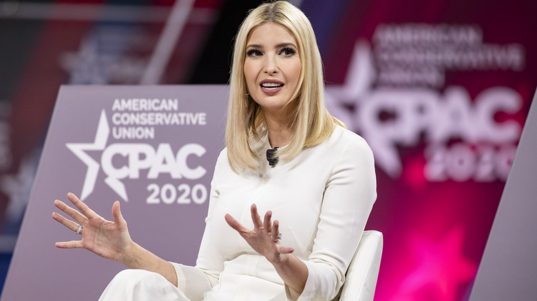 Ivanka Trump speaking on stage