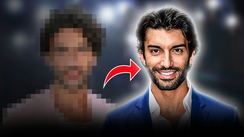 Justin Baldoni next to a blurry photo of himself