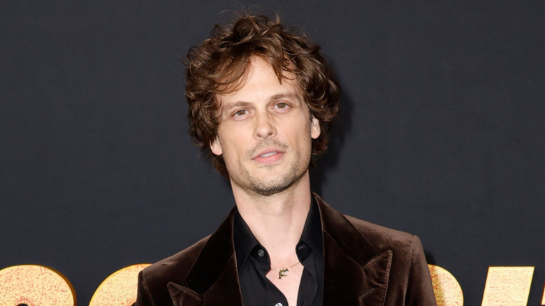 Matthew Gray Gubler posing in front of a dark gray background