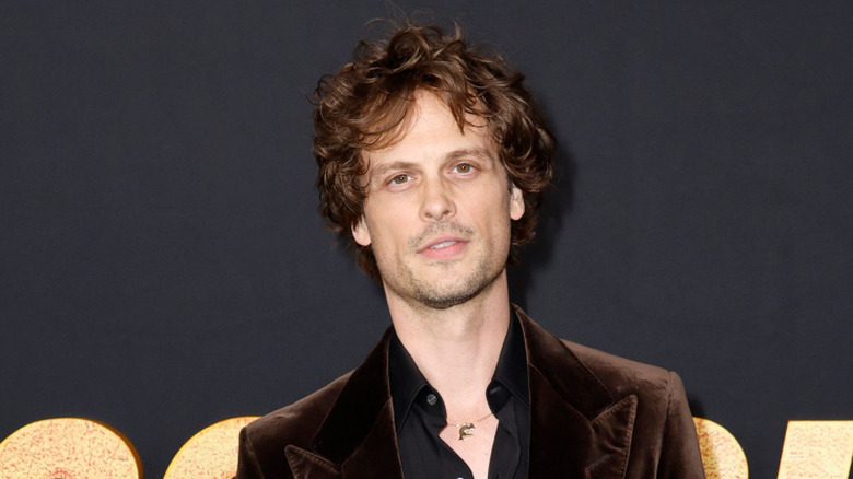 Matthew Gray Gubler posing in front of a dark gray background