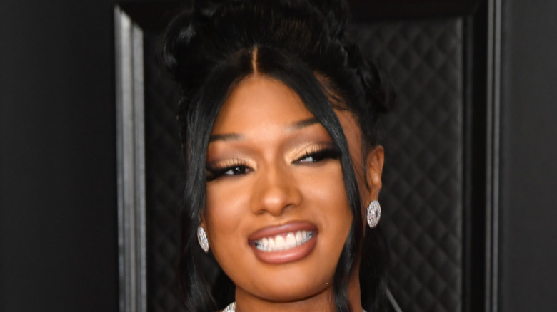 egan Thee Stallion poses in the media room during the 63rd Annual GRAMMY Awards 