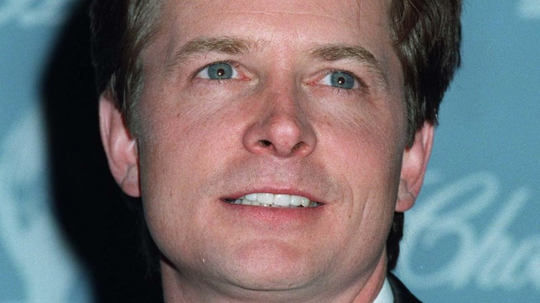 Michael J. Fox looking up