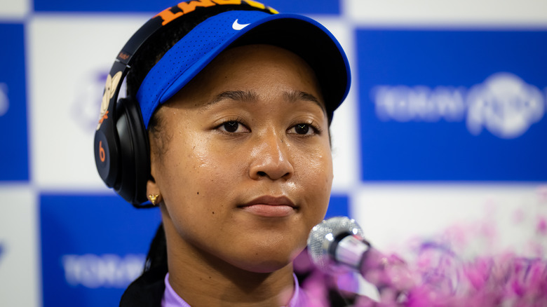 Naomi Osaka talking at press conference