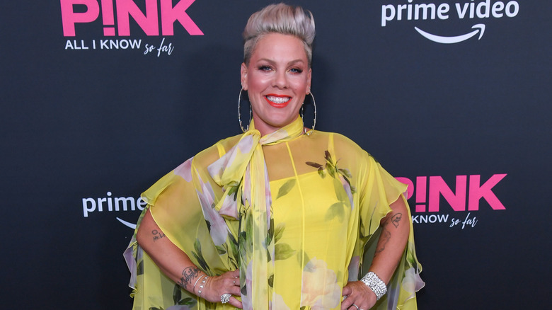 Pink smiling on the red carpet