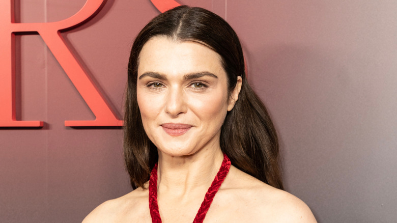 Rachel Weisz wearing red dress