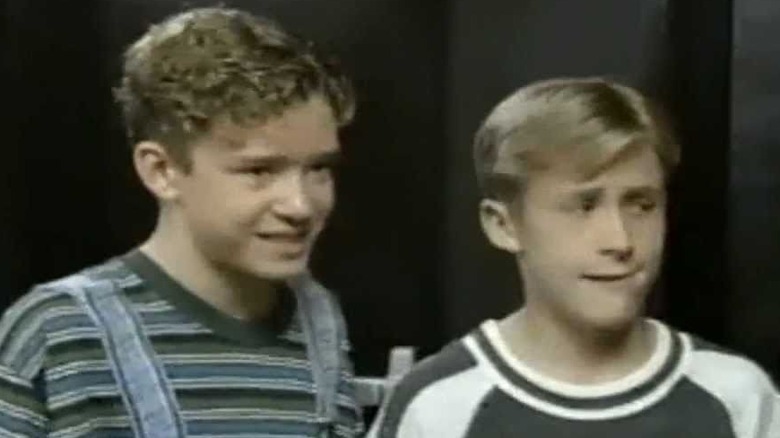 Ryan Gosling and Justin Timberlake making apprehensive faces