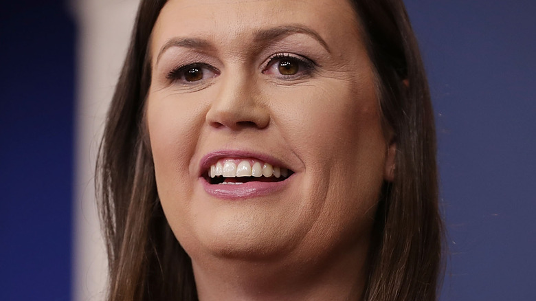 Sarah Huckabee Sanders calling on reporters during the daily news conference 