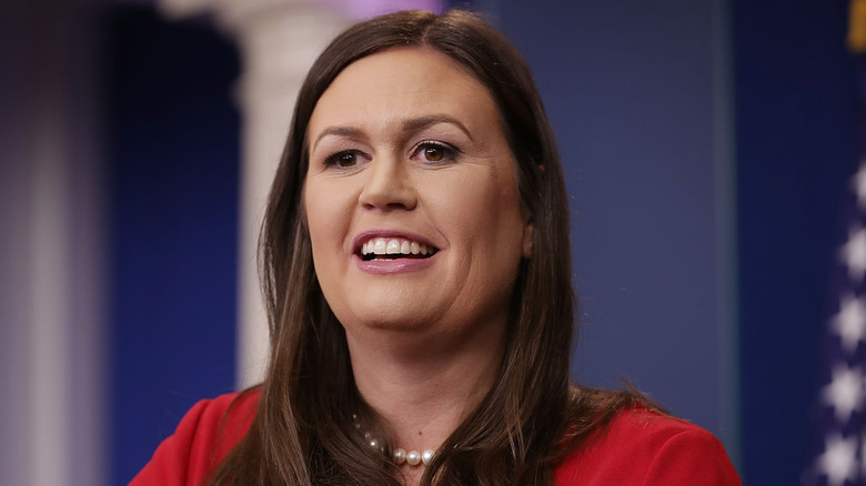 Closeup of Sarah Huckabee Sanders smiling