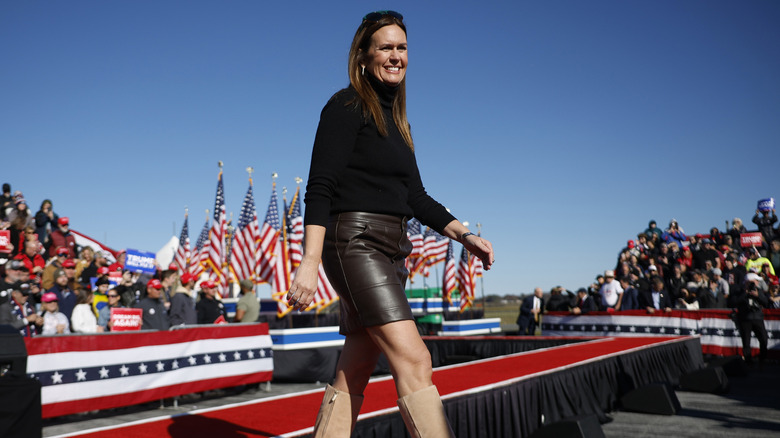 Sarah Huckabee Sanders at Lancaster Airport Donald Trump rally