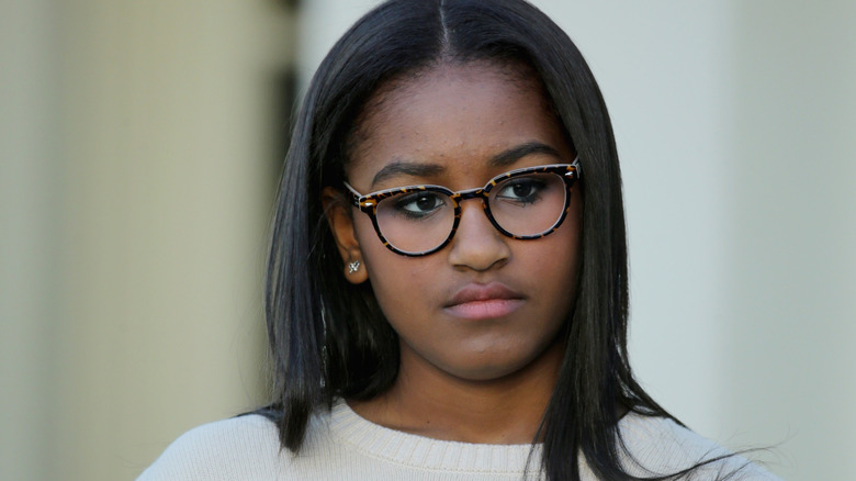 Sasha Obama wearing glasses