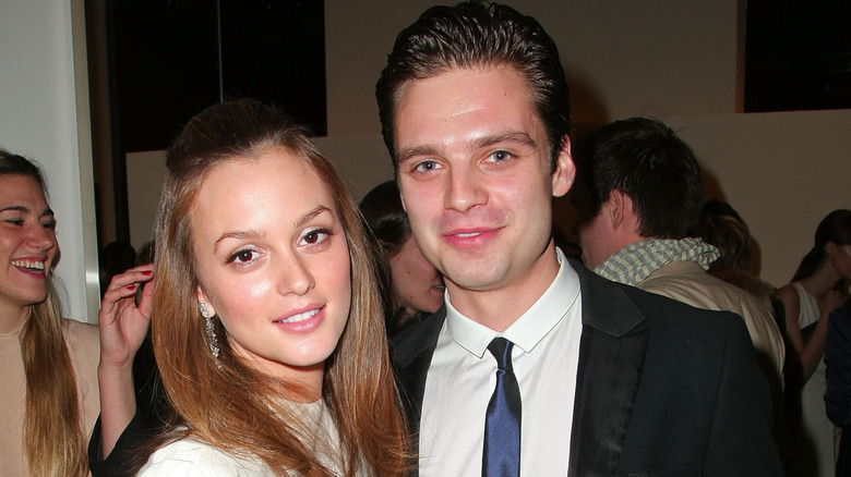 Leighton Meester and Sebastian Stan smiling