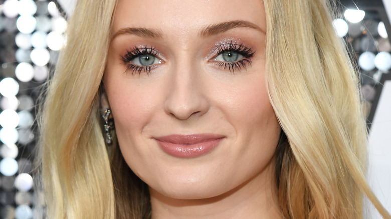 Sophie Turner wearing glittery eyeshadow