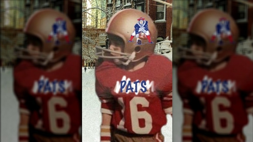 A young Tom Brady suited up in his Pop Warner uniform 