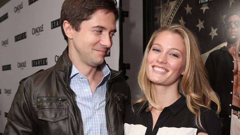 Topher Grace gazing at Ashley Hinshaw