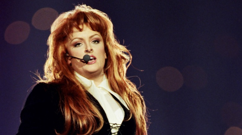 Wynonna Judd singing at the Super Bowl
