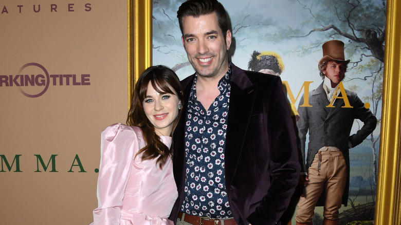 Zooey Deschanel and Jonathan Scott attend the premiere of Focus Features' "Emma."
