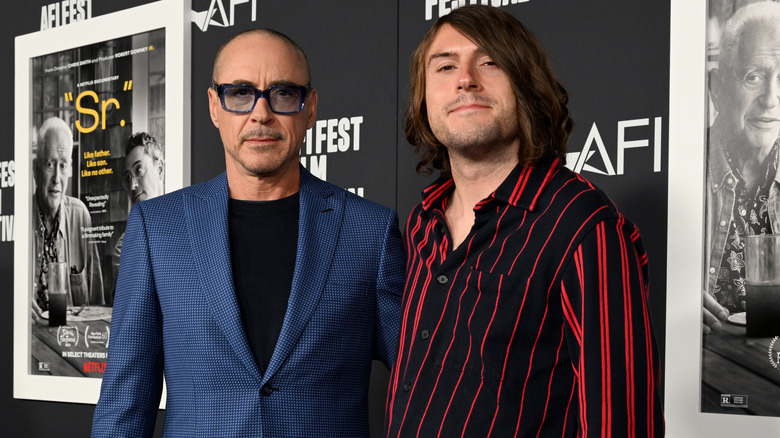 Robert Downey Jr and son Indio Falconer Downey on red carpet