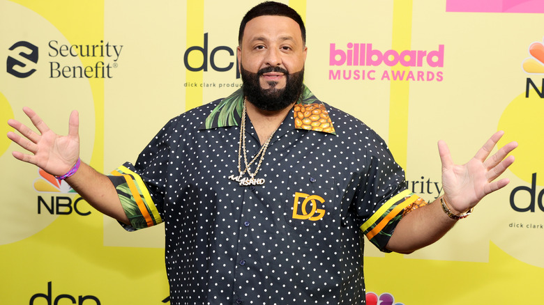 DJ Khaled poses backstage for the 2021 Billboard Music Awards