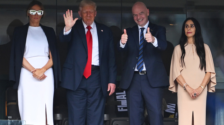 The Trumps with Gianni Infantino and Leena Al Ashqar at the FIFA Club World Cup final.
